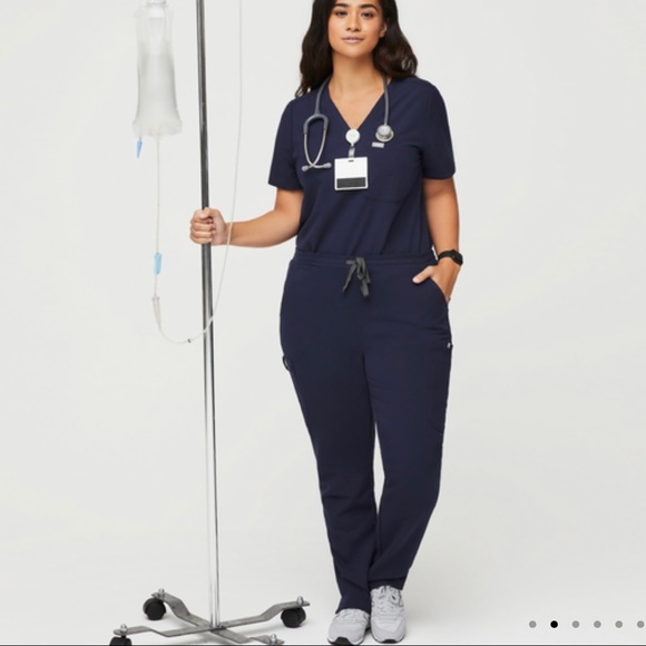 Figs Skinny Scrub Navy Blue Pants - Picture 1 of 10